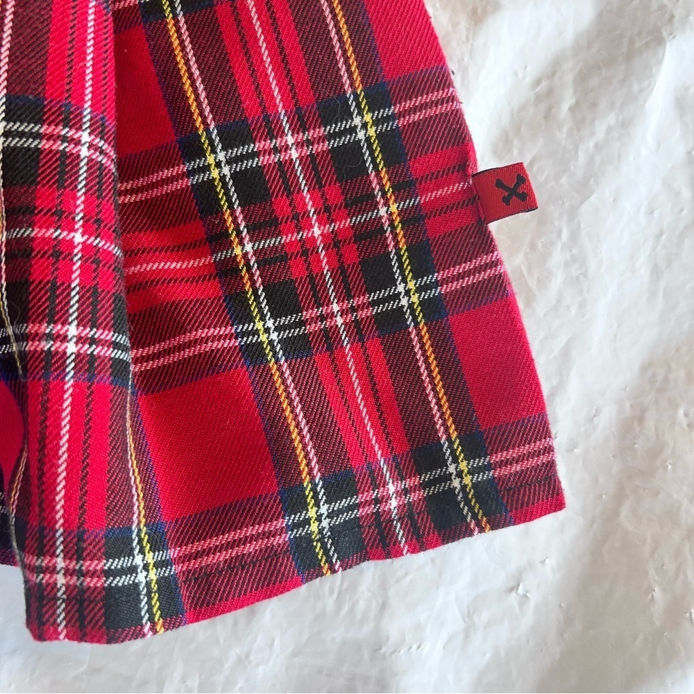 Royal Bones Y2K 90s Mini Pleated Red Tartan Plaid Skirt L Academia Punk Goth - Picture 9 of 14